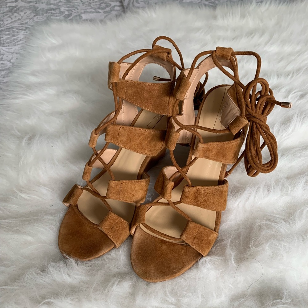 Aldo rothbaum suade lace up sandals 6.5